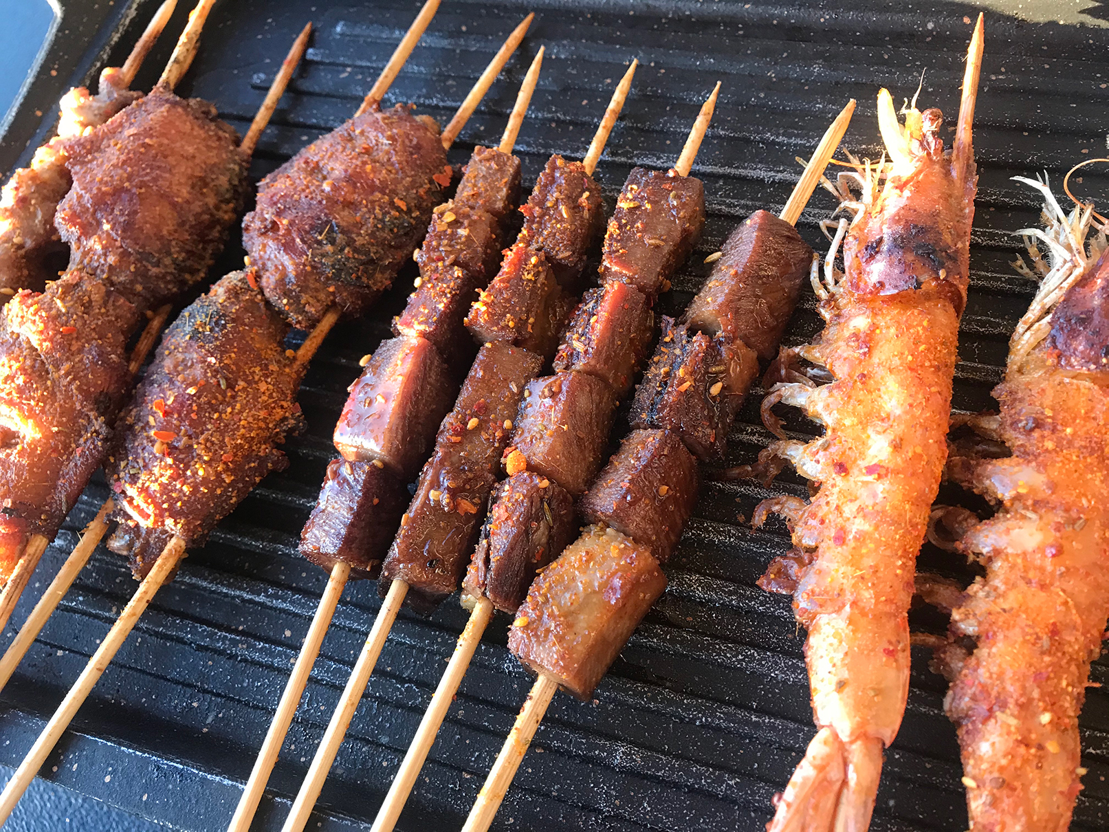 Signature Wings, Beef Tongue, and Jumbo Shrimp Skewers at Gui BBQ Restaurant & Bar (SNAP TASTE®)