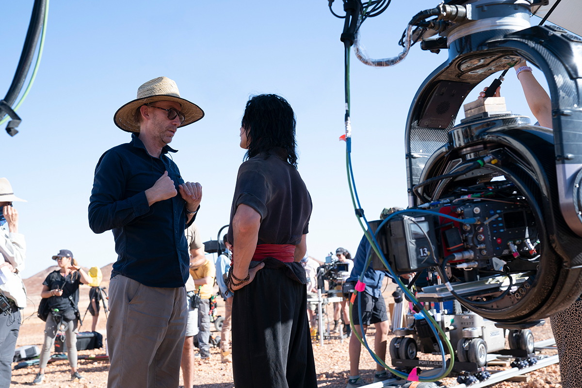 (L-r) Director/producer SIMON MCQUOID and LUDI LIN on the set of New Line Cinema’s action adventure “Mortal Kombat,” a Warner Bros. Pictures release.