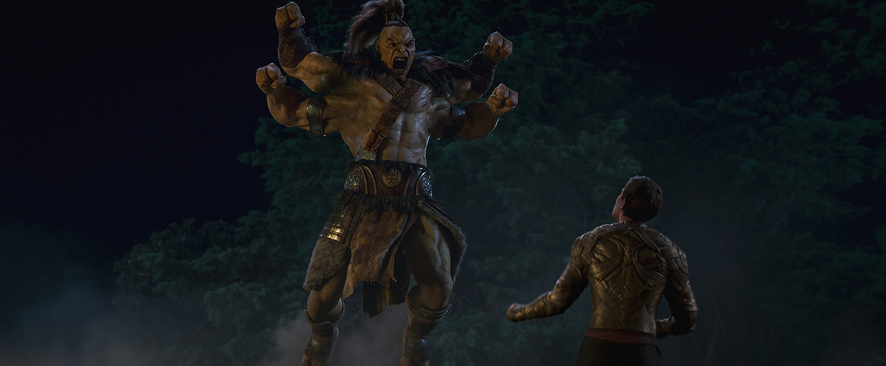 (L-r) GORO and LEWIS TAN as Cole Young in New Line Cinema’s action adventure “Mortal Kombat,” a Warner Bros. Pictures release.
