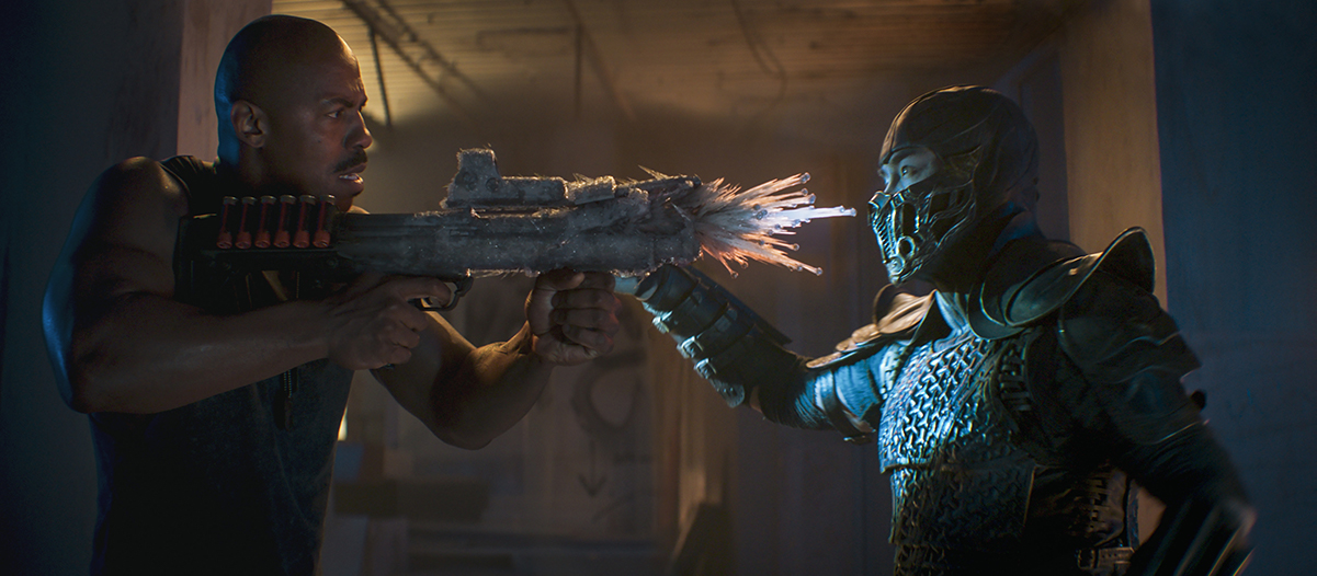 (L-r) MEHCAD BROOKS as Major Jackson “Jax” Briggs and JOE TASLIM as Sub-Zero/Bi-Han in New Line Cinema’s action adventure “Mortal Kombat,” a Warner Bros. Pictures release.