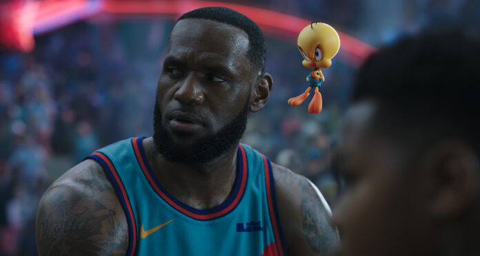 (L-R) LEBRON JAMES and TWEETY BIRD in Warner Bros. Pictures’ animated/live-action adventure “SPACE JAM: A NEW LEGACY,” a Warner Bros. Pictures release.