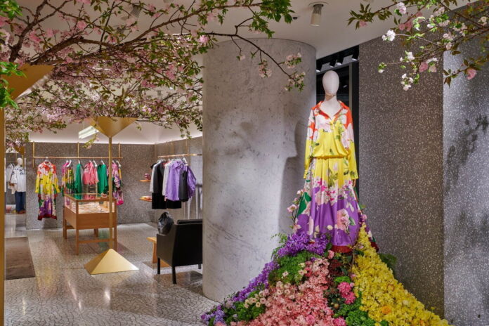 Sakura installation at Valentino Omotesando store