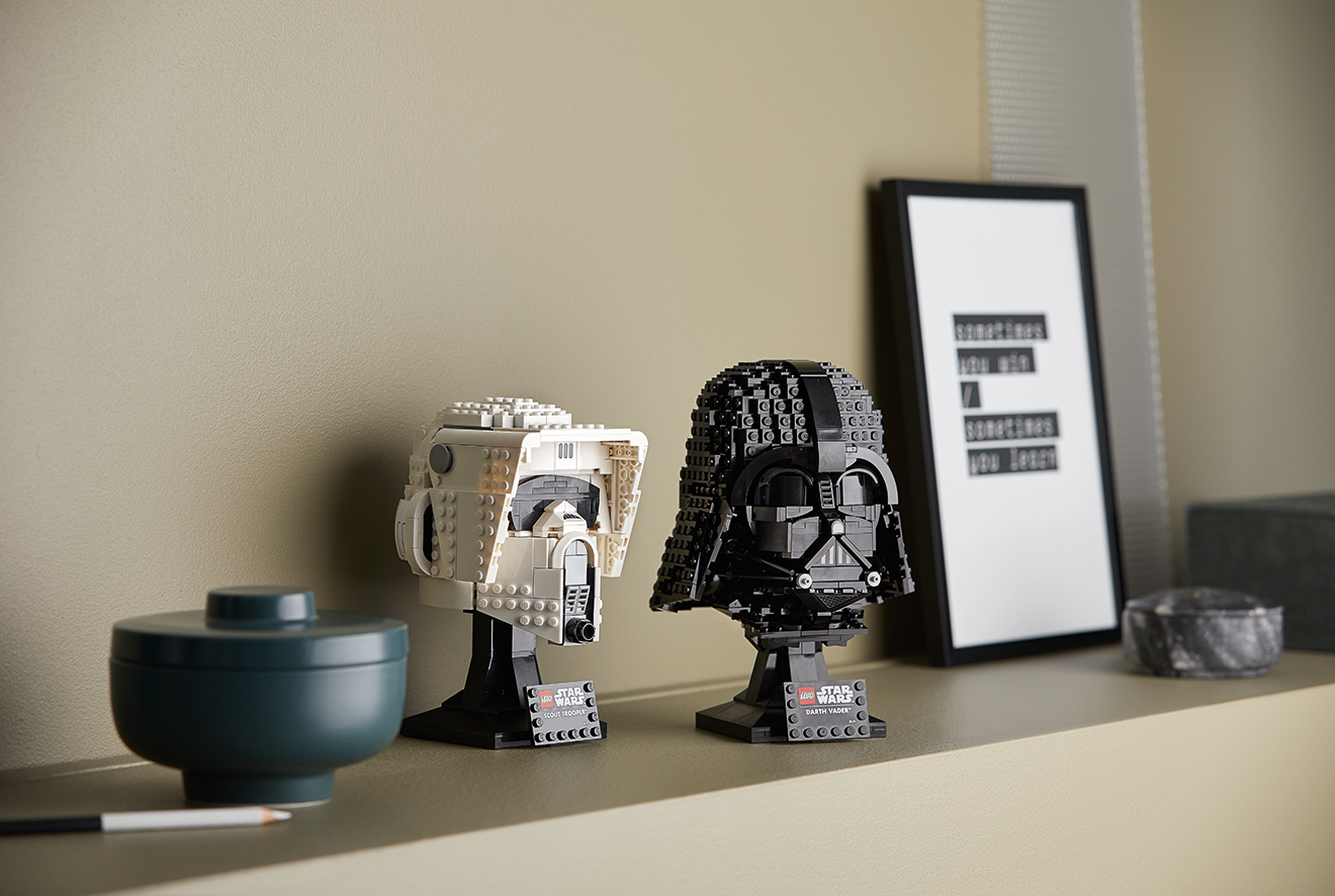 LEGO Star Wars Darth Vader Helmet and LEGO Star Wars Scout Trooper Helmet