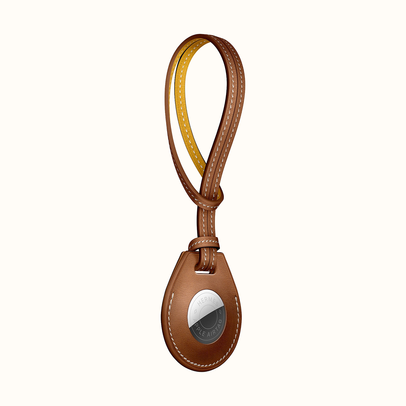 Apple AirTag Hermes bag charm in Fawn Barenia calfskin