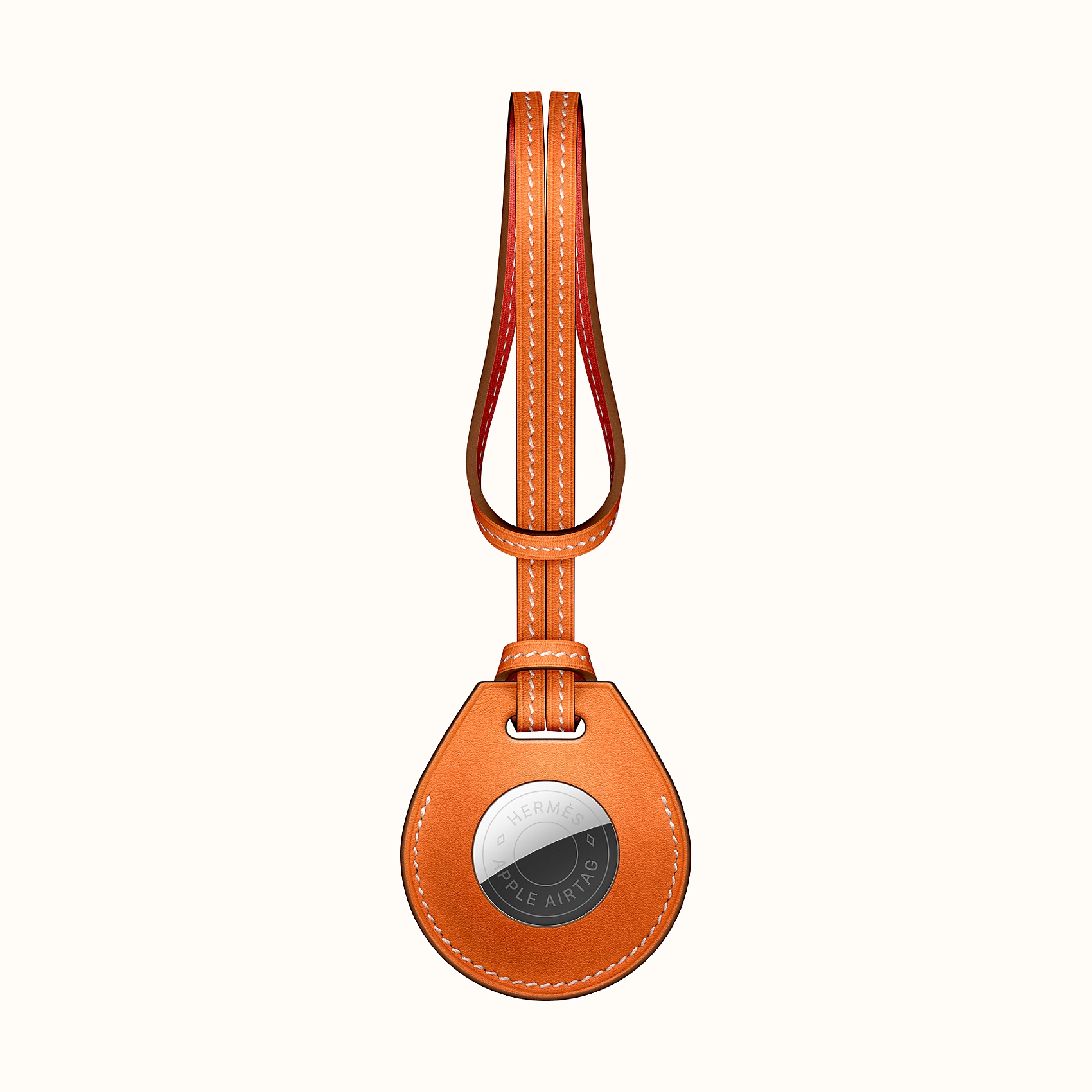 Apple AirTag Hermes bag charm in Orange Swift calfskin