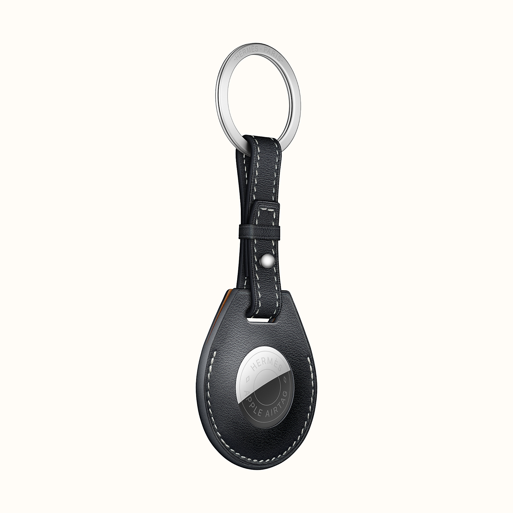 Apple AirTag Hermes key ring in Indigo Blue Swift calfskin