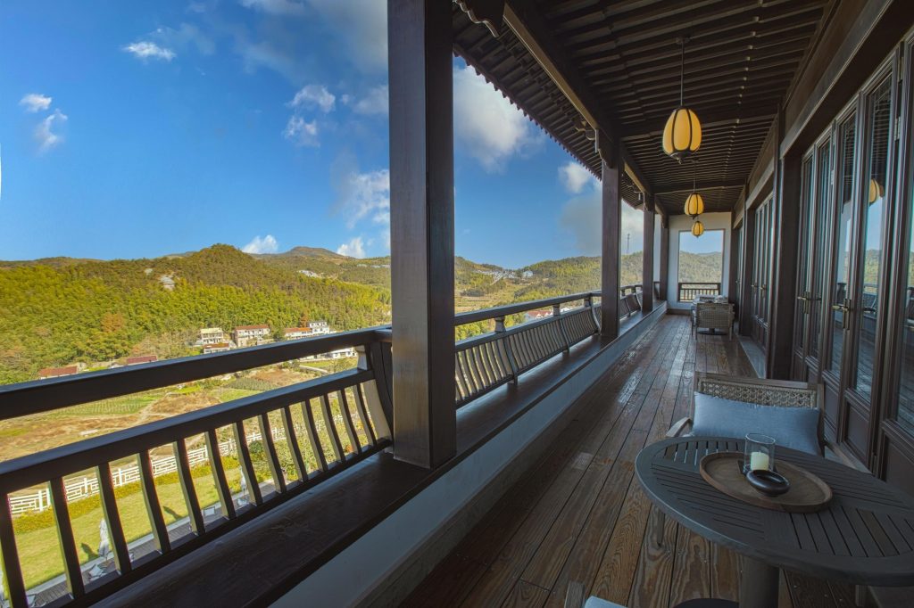 Terrace from guestroom at Hoshino Resorts Kasuke Tiantai