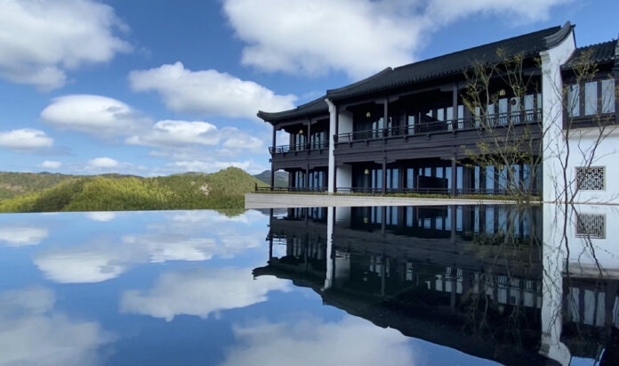 View from the Terrace of lobby lounge at Hoshino Resorts Kasuke Tiantai