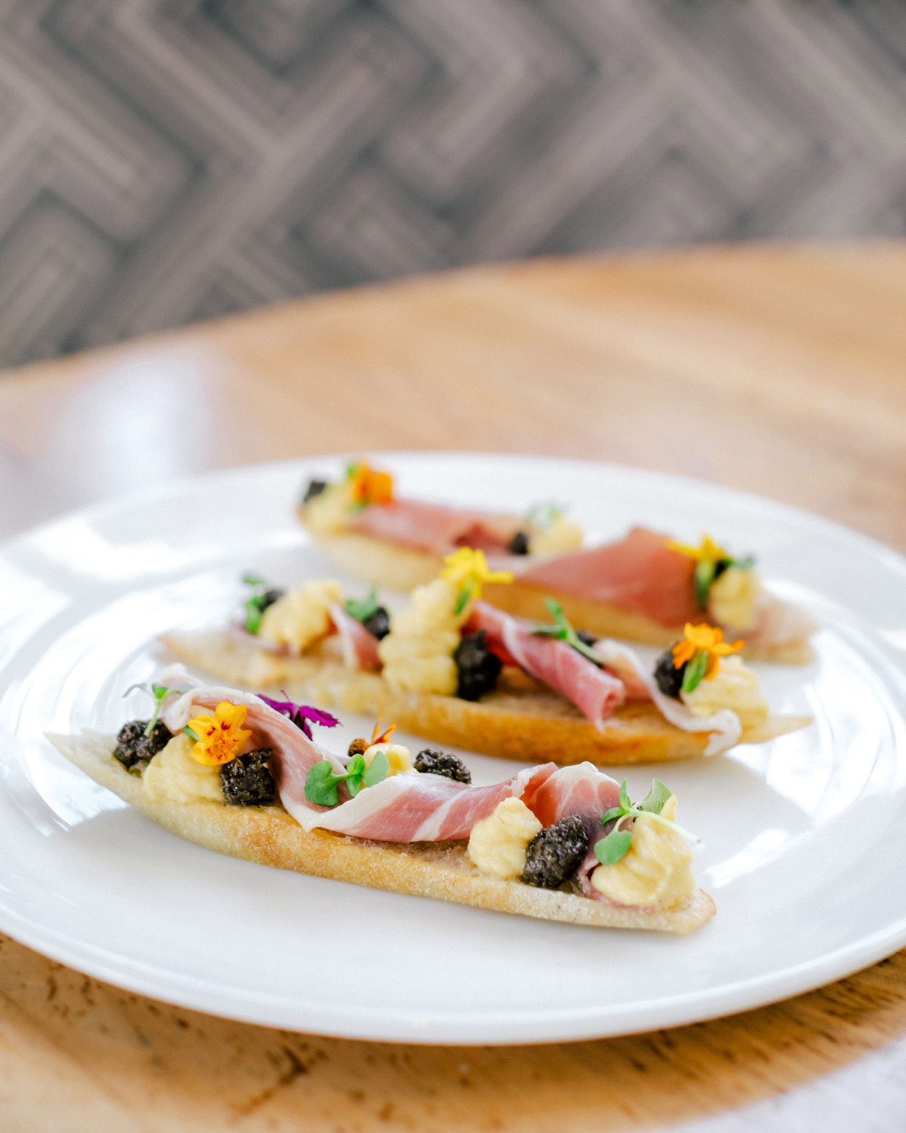 Prosciutto Crostini from Seasons Restaurant at Four Seasons Residence Club Aviara in Carlsbad