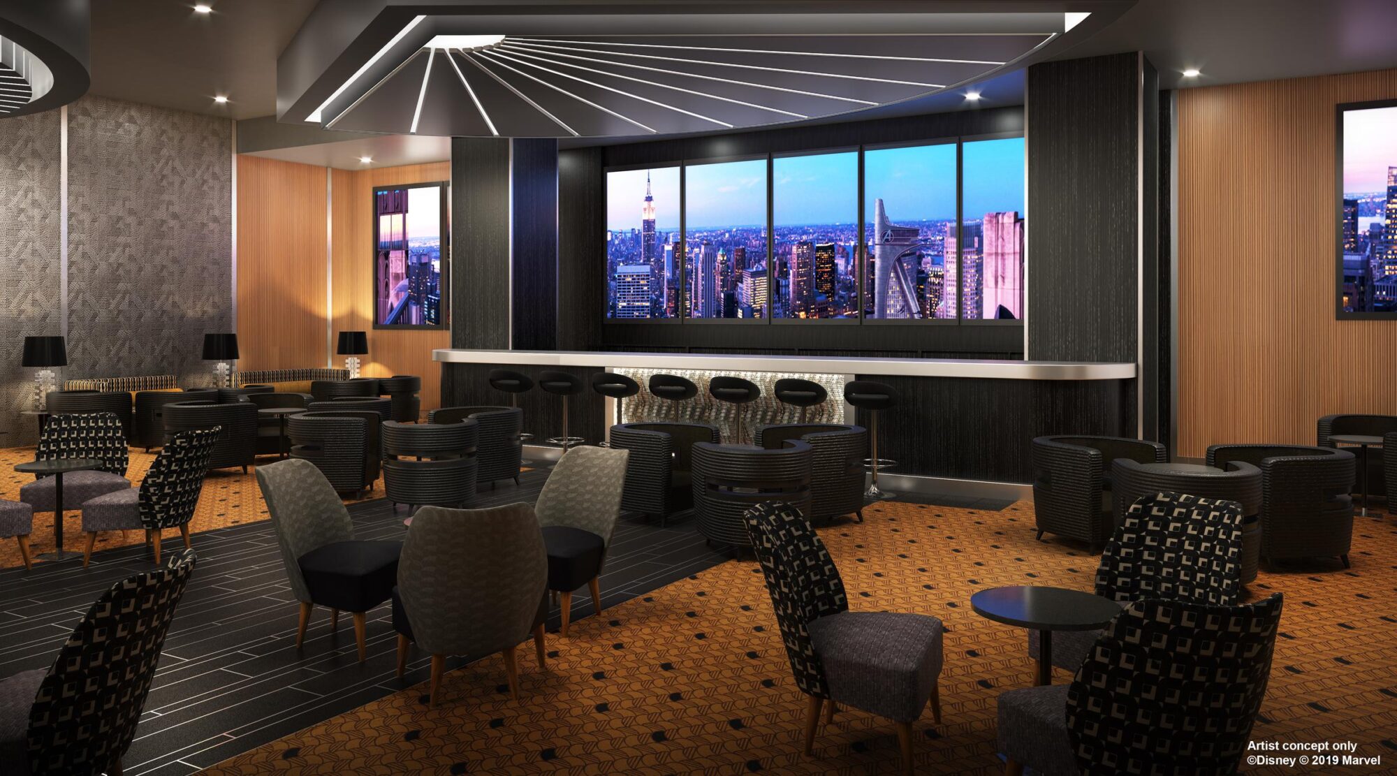 Skyline Bar at Disney's Hotel New York - The Art of Marvel