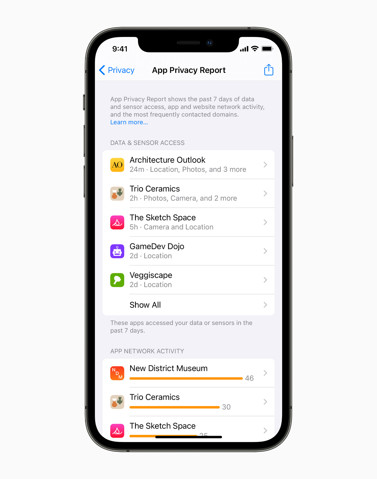 Apple iPhone 12 Pro Settings Privacy app privacy report