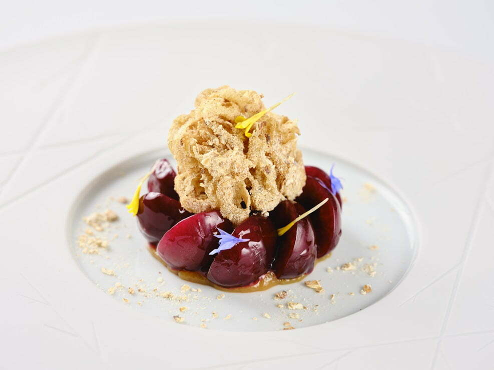 L’Oiseau Blanc -Burlat cherry / toasted oat / fresh herbs / fermented beer