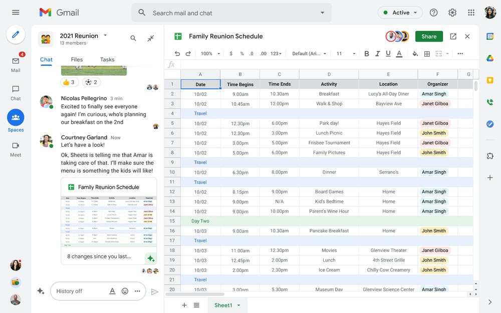 Planning the family reunion in Spaces