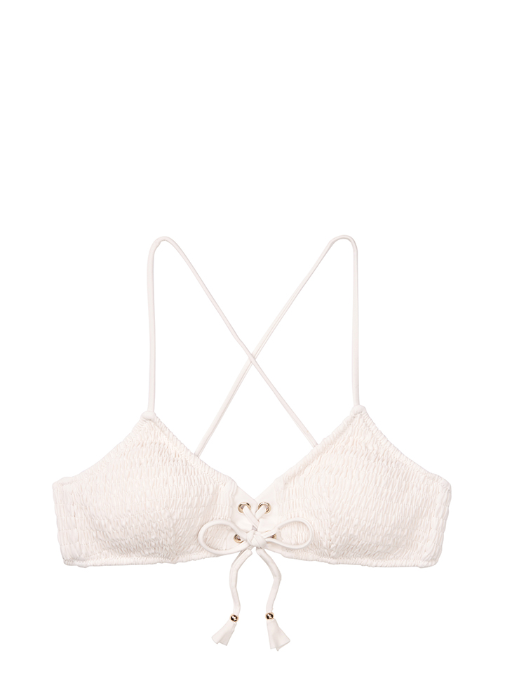 Victoria's Secret Swim 2021 Summer Alona smocked bralette top in coconut white