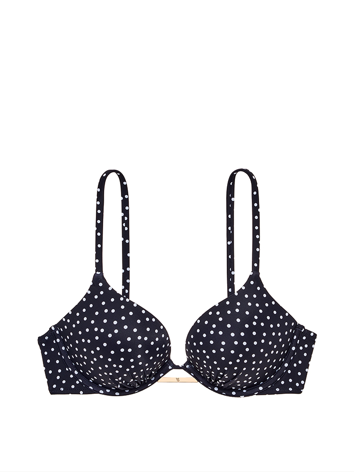 Victoria's Secret Swim 2021 Summer Bali bombshell add-2-cups push-up top in black and white polka dot