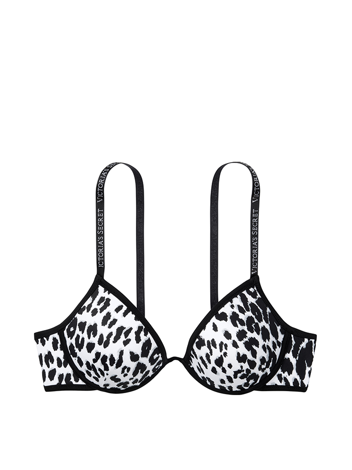Victoria's Secret Swim 2021 Summer Malibu Fabulous logo classic strap push-up top in black and white leopard