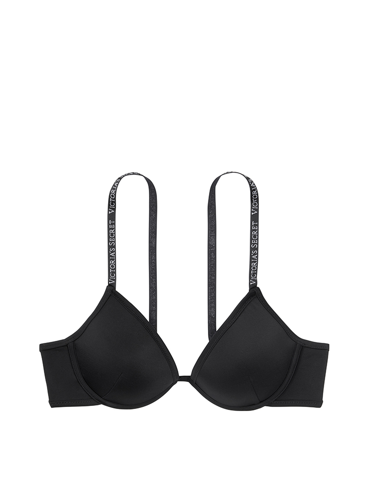 Victoria's Secret Swim 2021 Summer Malibu Fabulous logo classic strap push-up top in black 
