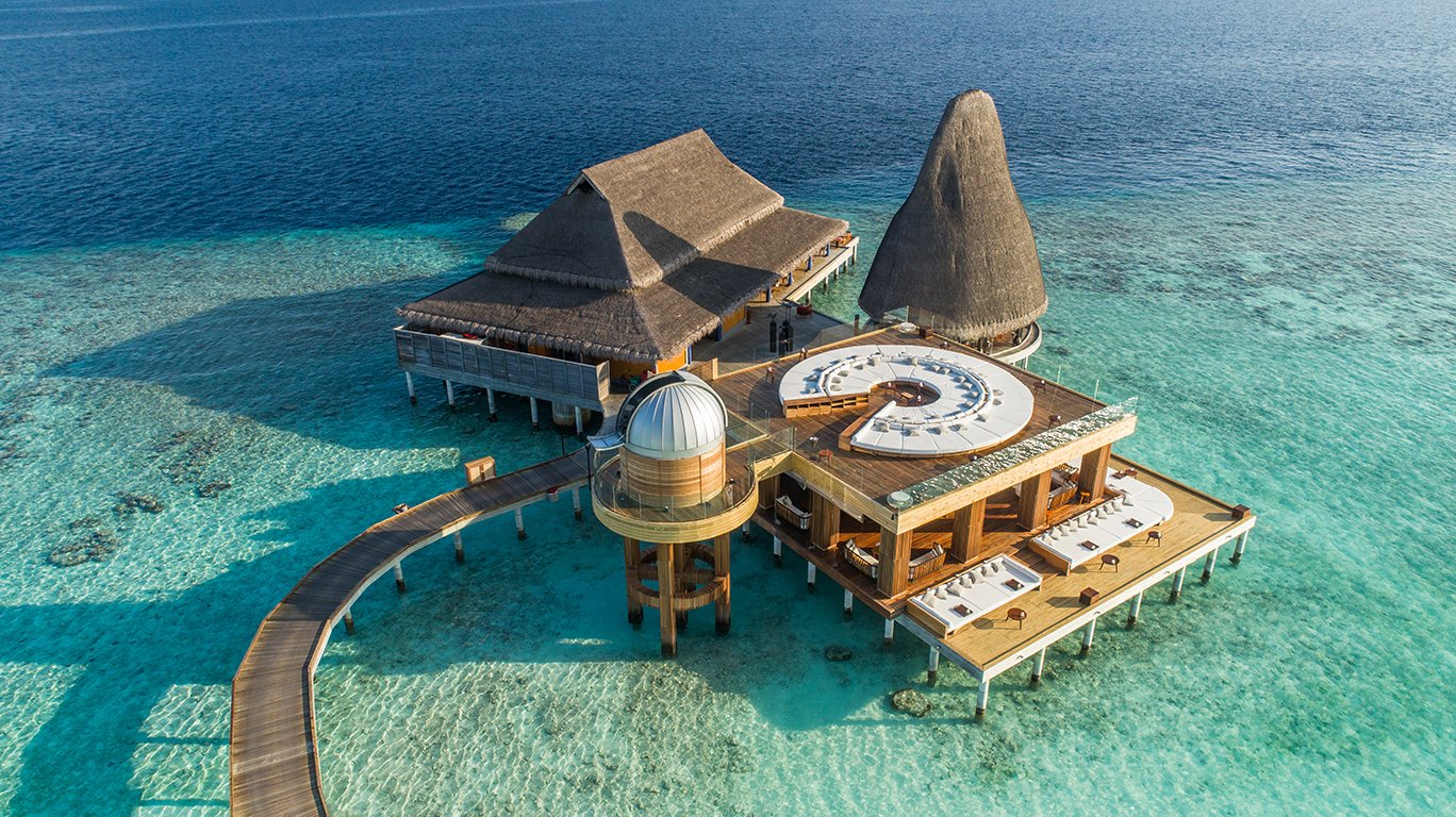 Anantara Kihavah Maldives Villas Exterior View Sea Fire Spice Sky Aerial Image