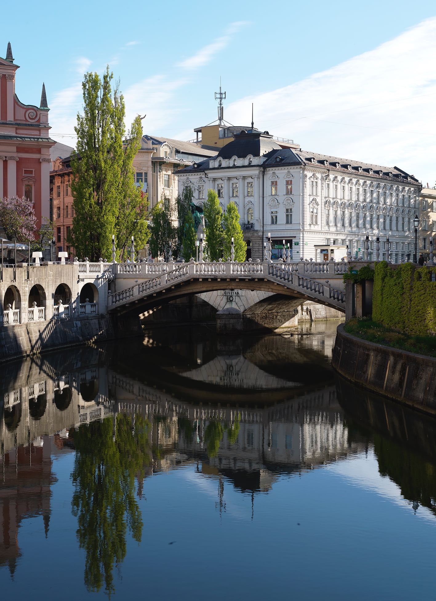 The work Jože Plečnik in Ljubljana - Human Centred Urband Design - Slovenia - View of the Three Bridges