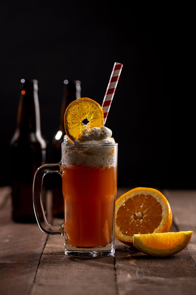 Beer Float topped with a dried orange wheel - 2021 Halloween at Universal Orlando Resort