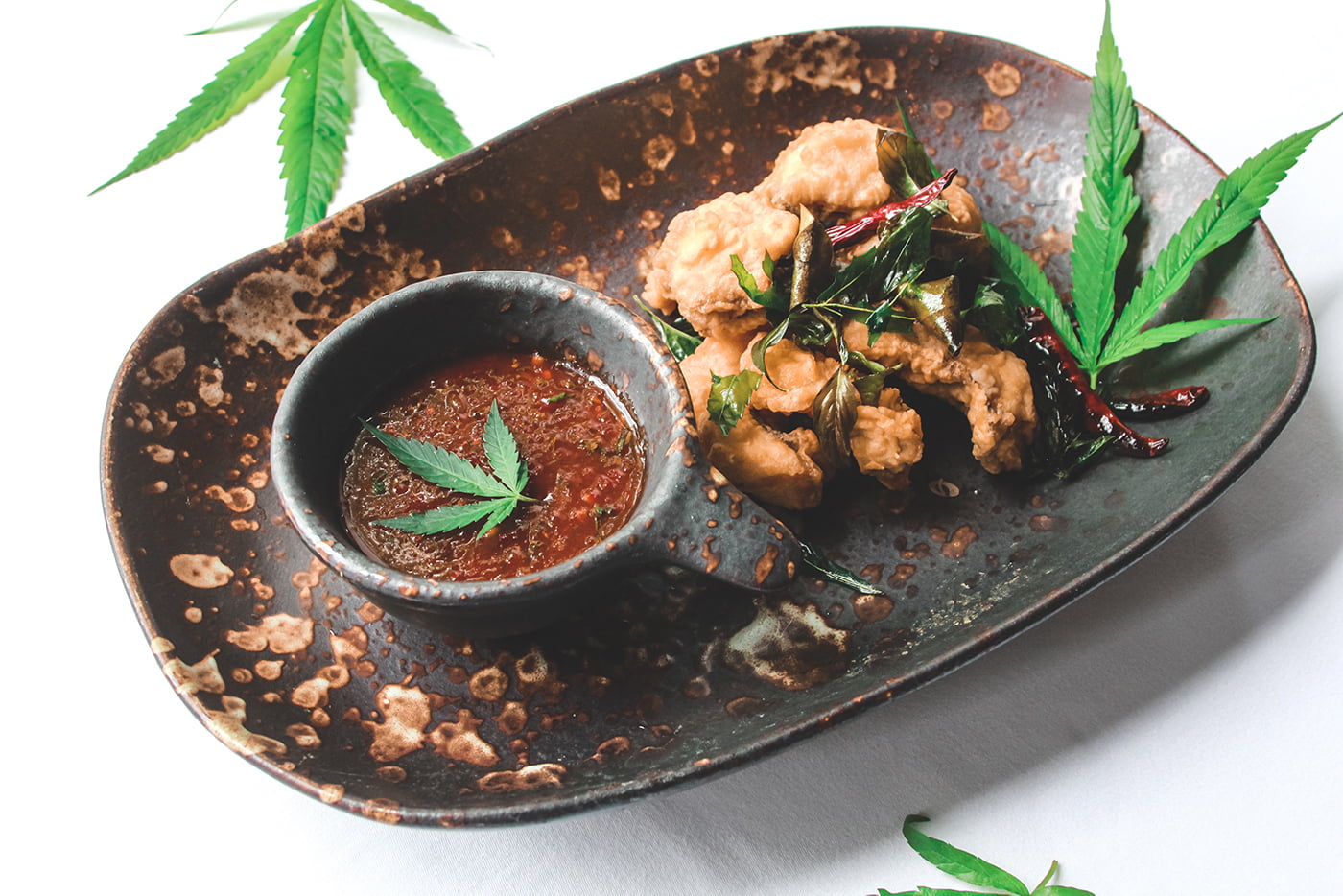 Deep fried seabass with crispy Cannabis and Cannabis tamarind sauce - The Service 1921 Restaurant & Bar, Anantara Chiang Mai Resort