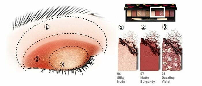 Look 1 Diagram from 2021 Dolce & Gabbana Eye Love Heart Eyeshadow Palette