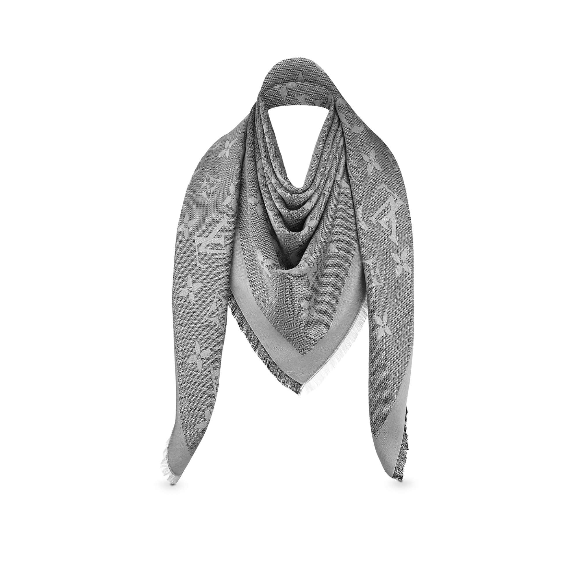 Monogram Blanket Shawl - Oversized Square Black Scarf