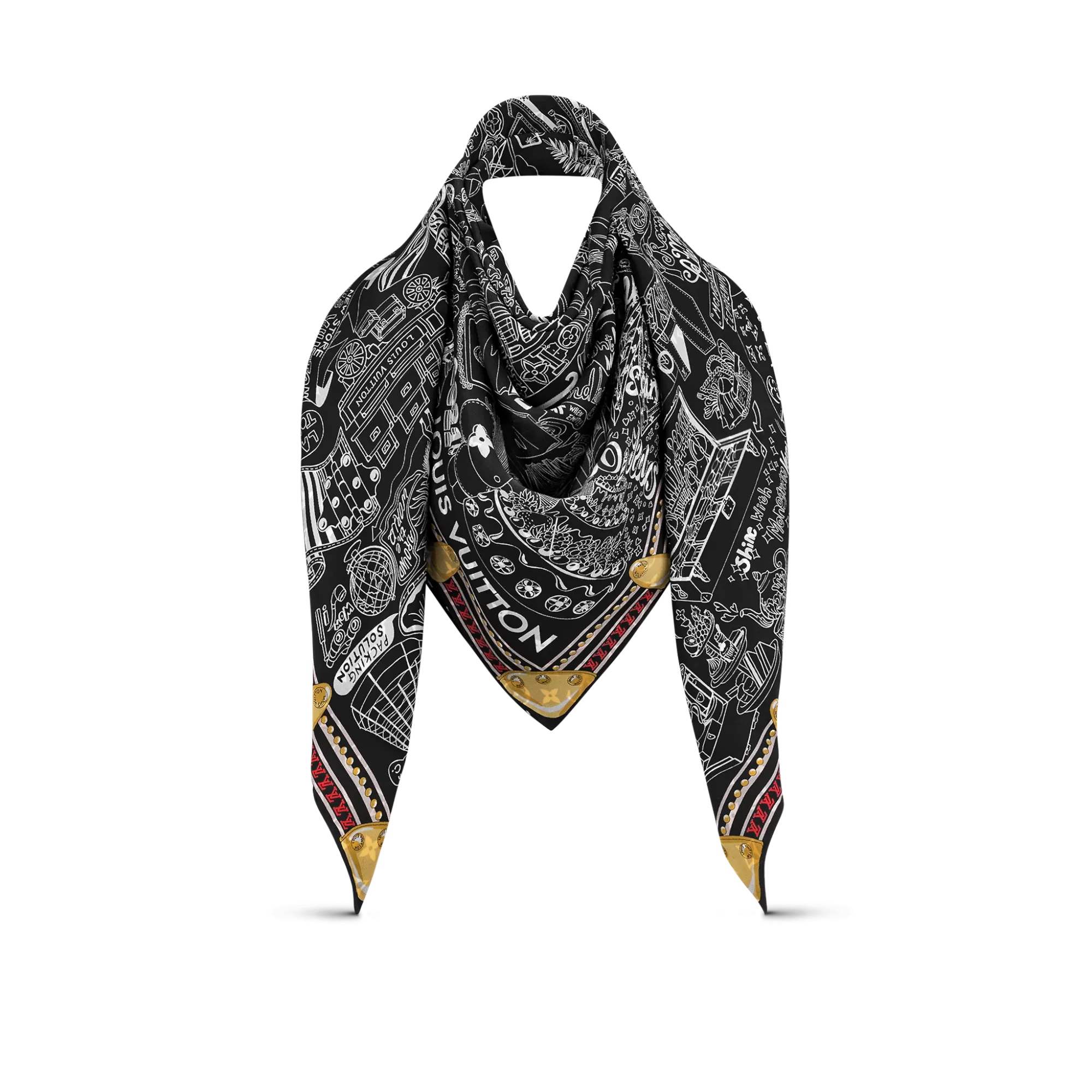 black and gold lv scarf