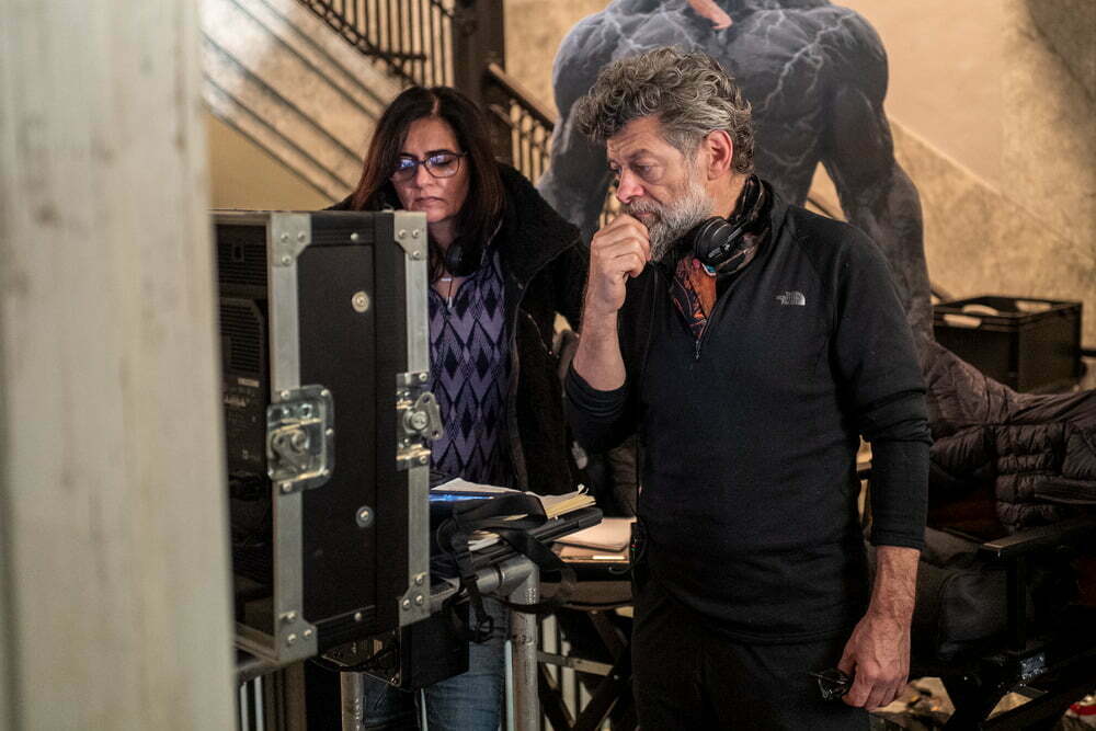 Director Andy Serkis, right, and VFX Supervisor Sheena Dougal on the set of Columbia Pictures' VENOM: LET THERE BE CARNAGE.