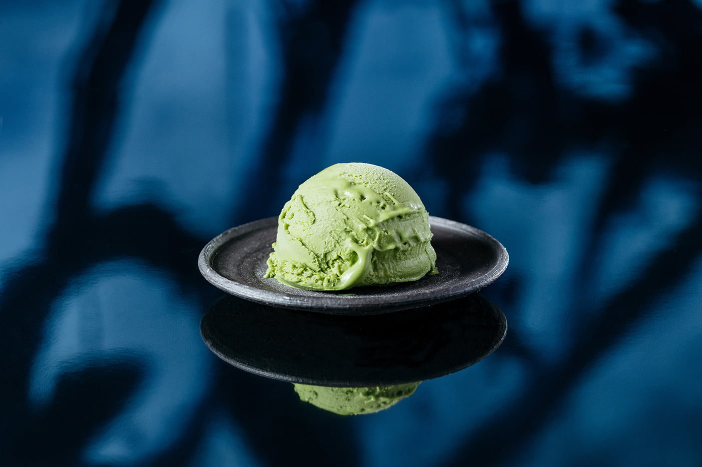 Green Tea ice cream at Vegan Ramen UZU Tokyo inside teamLab Planets TOKYO in Toyosu, Tokyo