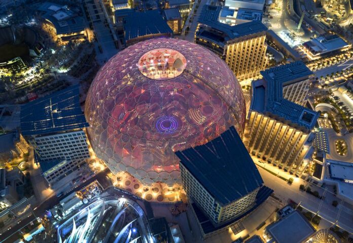 Aerial view of Al Wasl, Expo 2020 Dubai.
