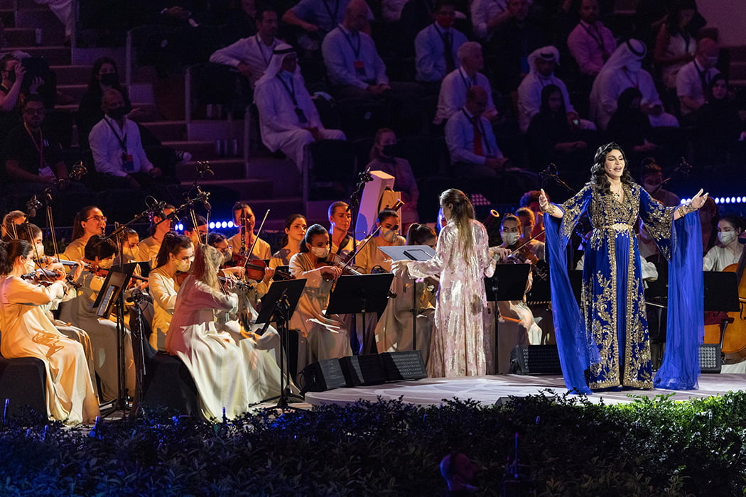 Ahlam Alshamsi performs during the Expo 2020 Opening Ceremony