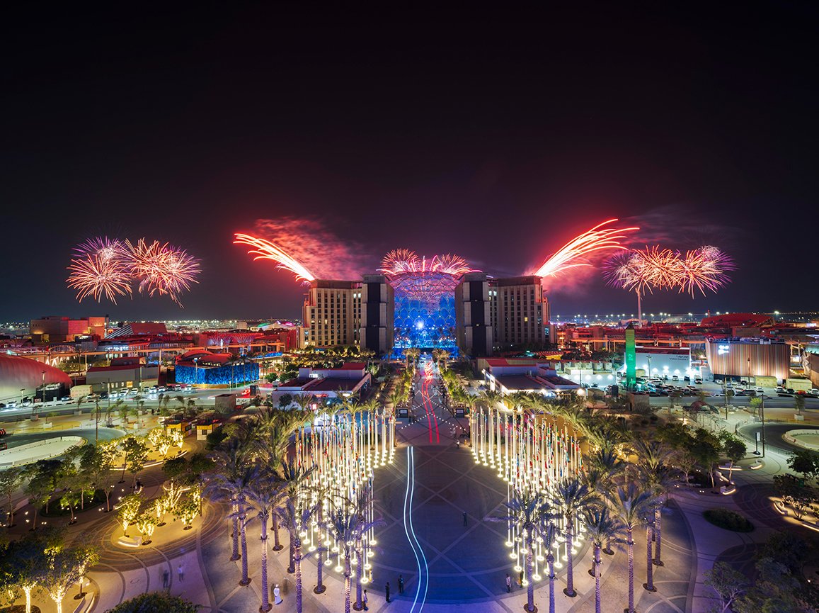 Fireworks at opening ceremony Expo 2020 Dubai
