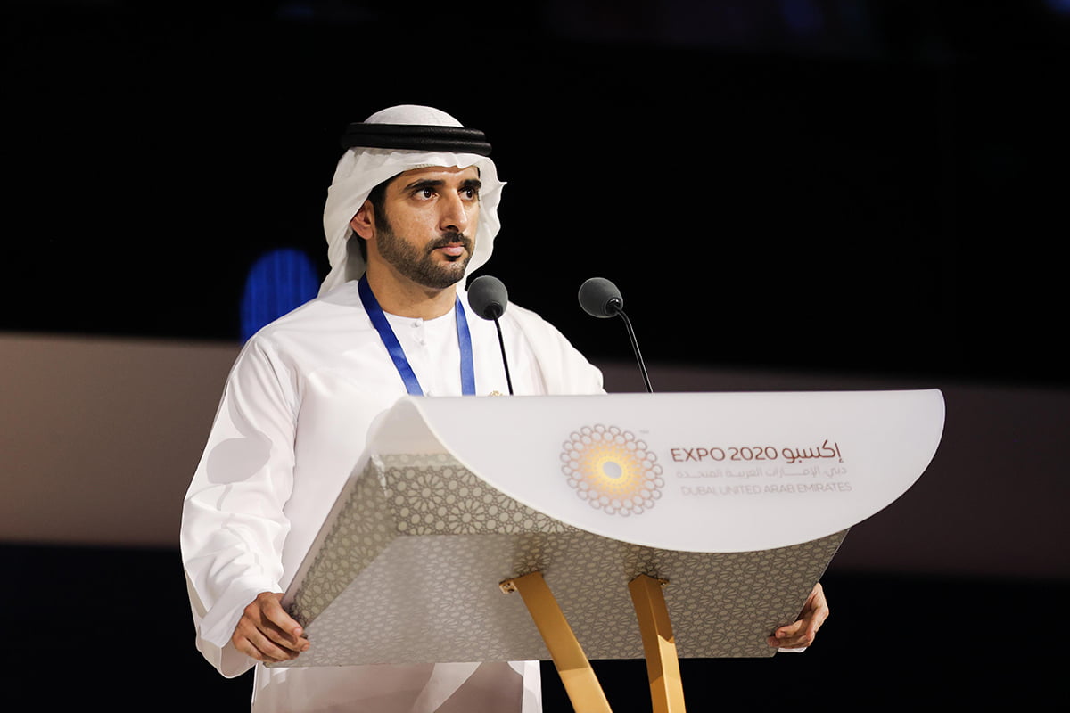His Highness Sheikh Hamdan bin Mohammed bin Rashid Al Maktoum, Crown Prince of Dubai and Chairman of The Executive Council of Dubai declares Expo 2020 Dubai open