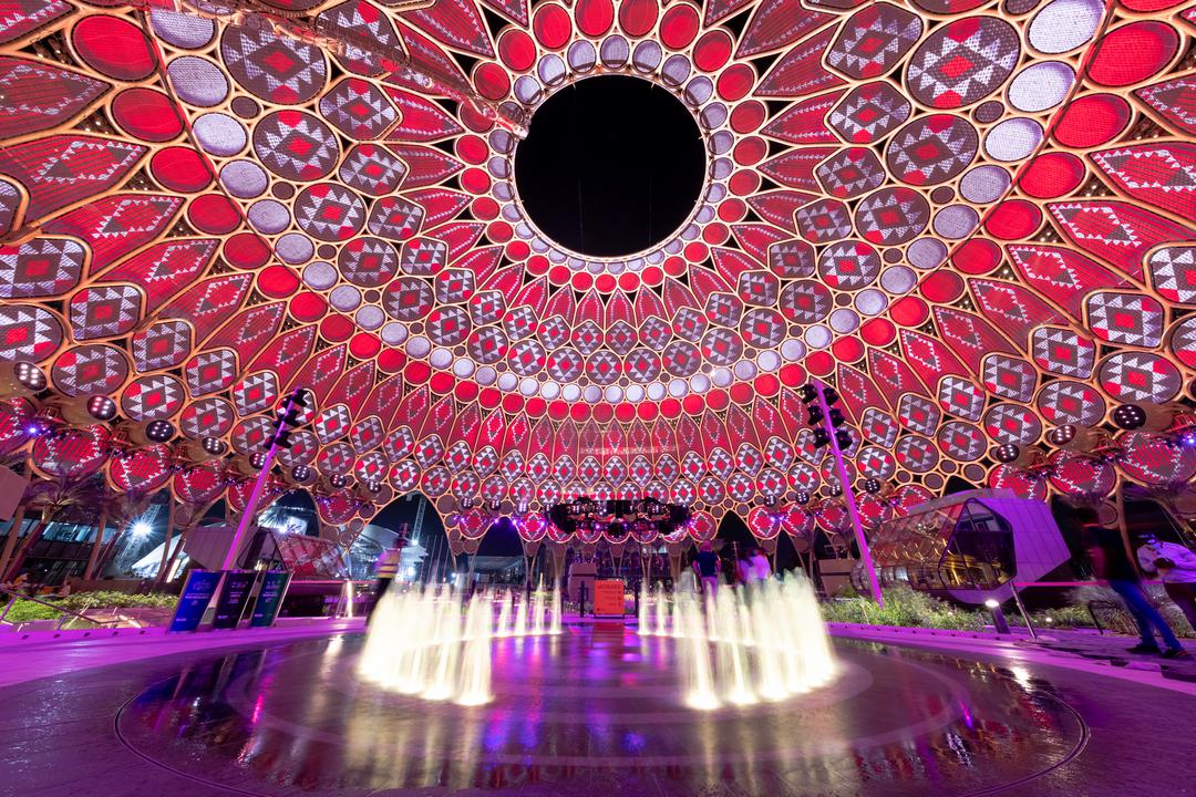 Light projections at Al Wasl, Expo 2020 Dubai. 
