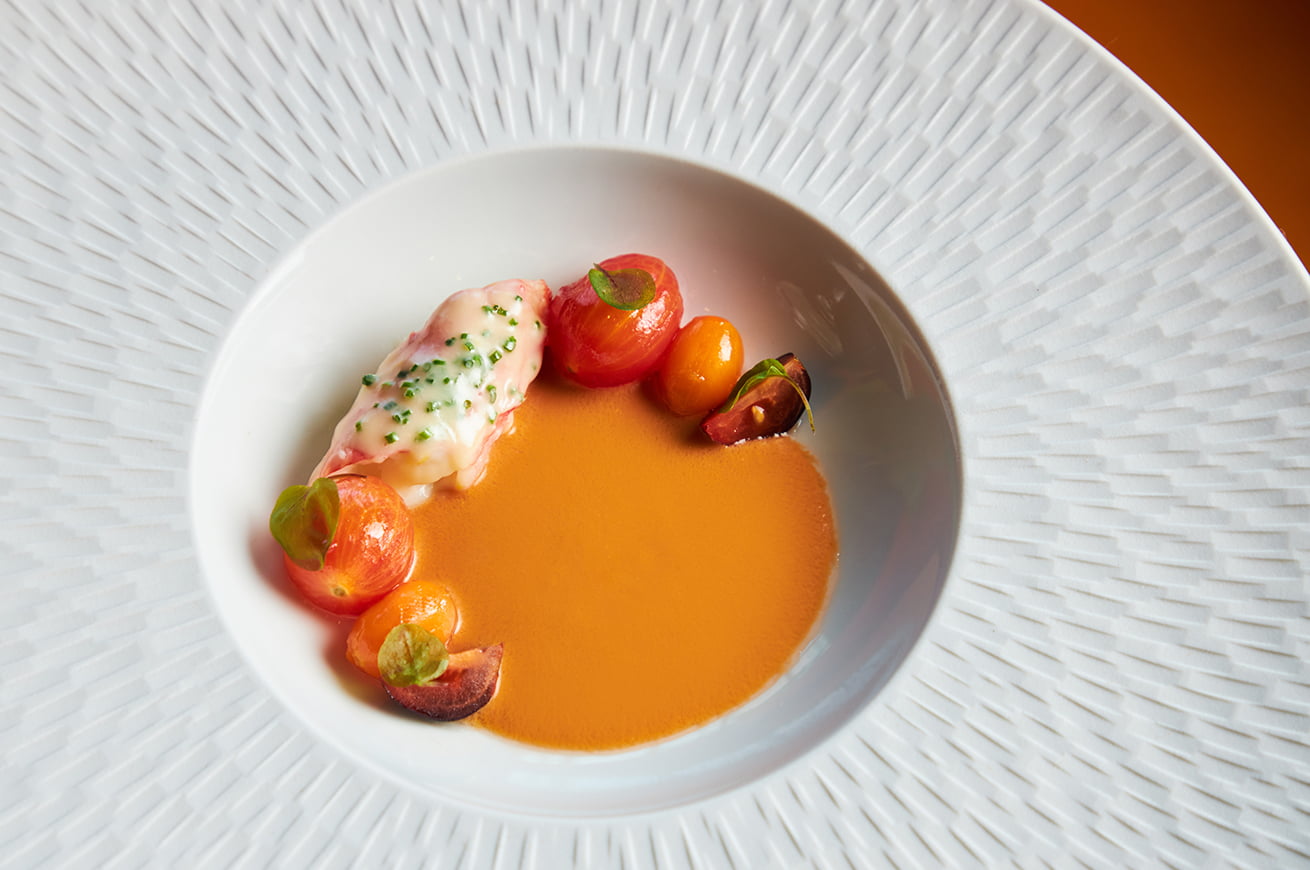 Early Girl Tomato Gazpacho - 8-course Tasting Menu at Luce at InterContinental SF Hotel in downtown San Francisco