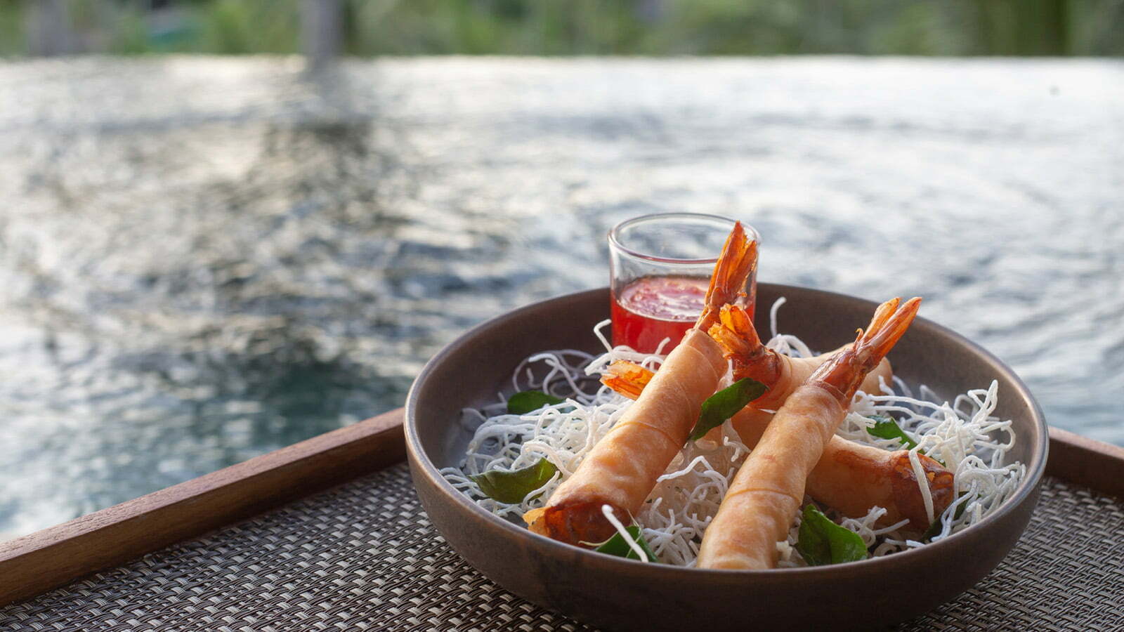 “Goong hom-pha (deep-fried prawn spring roll) - Koh Thai Kitchen at Four Seasons Resort Koh Samui