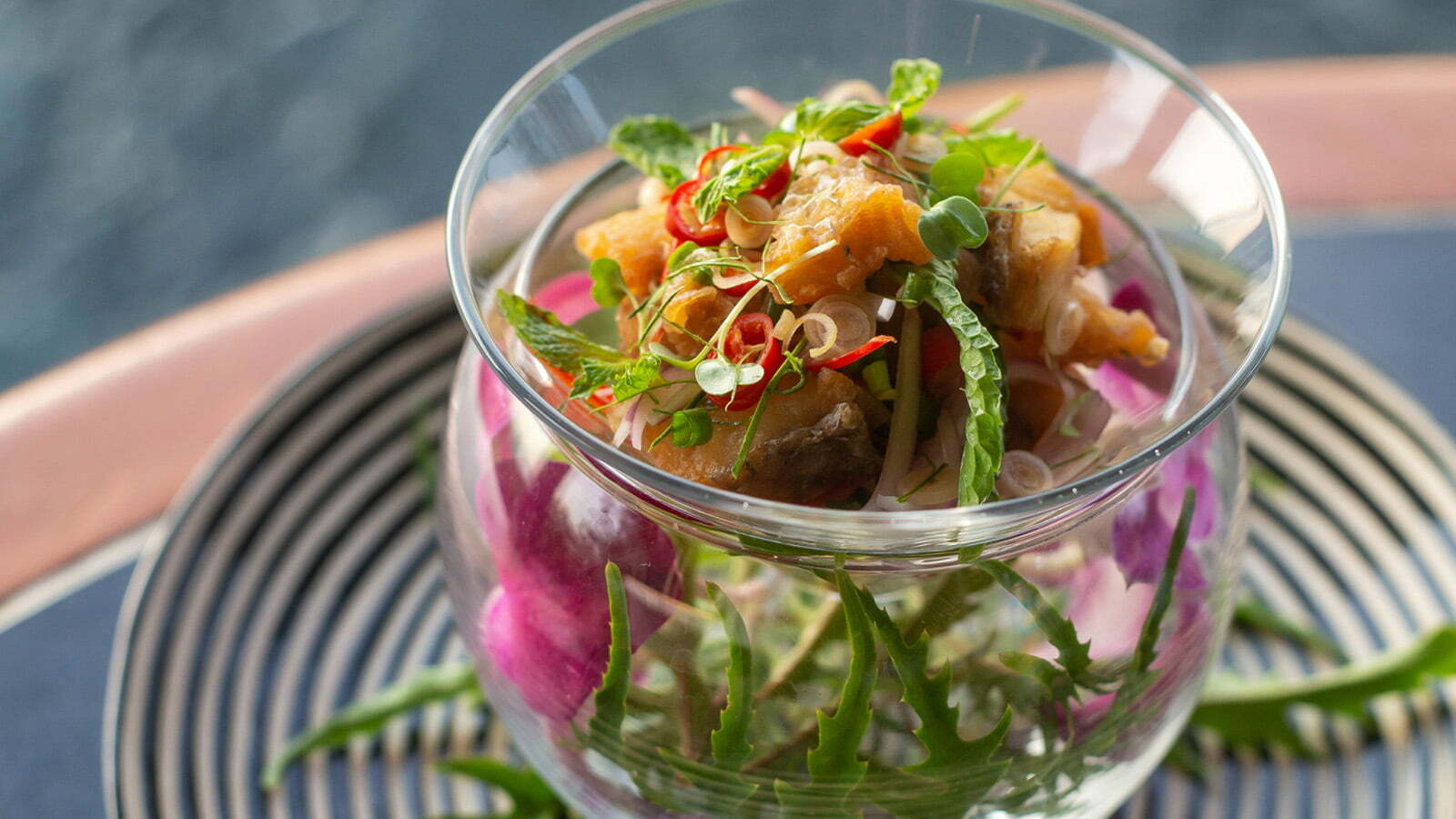 Plaa pla (crispy sea bass salad) - Koh Thai Kitchen at Four Seasons Resort Koh Samui