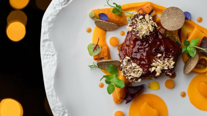 Veal cheek, squash chutney and Alba white truffle from Il Lago Restaurant at Four Seasons Hotel Des Bergues Geneva