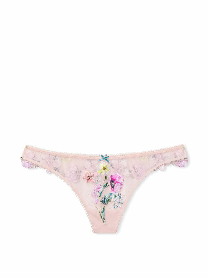 Dream Angels Floral Embroidered Lace-Up V-String Panty