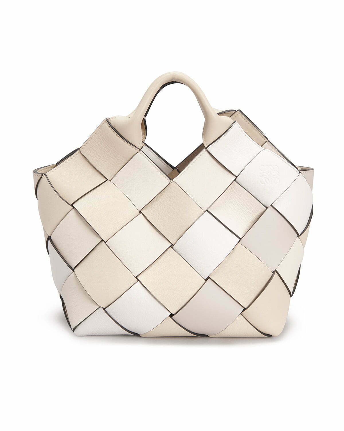 Small Woven Basket Leather Crossbody Bag in Beige_Cream (NM Exclusive)