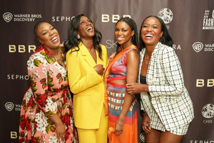 WEST HOLLYWOOD, CALIFORNIA - JUNE 24: Symone Sanders, Maude Okrah, Simone Tetteh and Alencia Jonson during the BBR Hosts Celebration in Black Beauty Excellence at The West Hollywood EDITION on June 24, 2022 in West Hollywood, California.