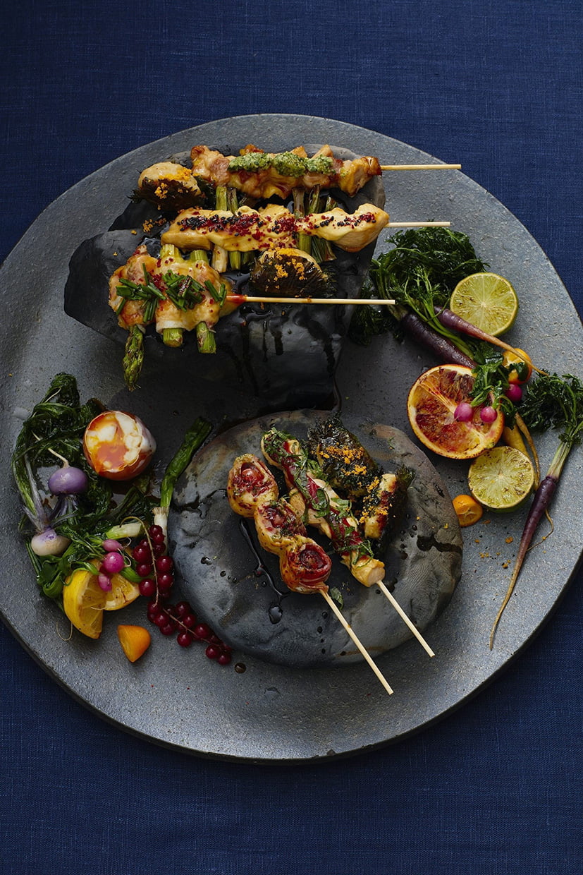 Robatayaki grilled skewers at Akira at Japan House London