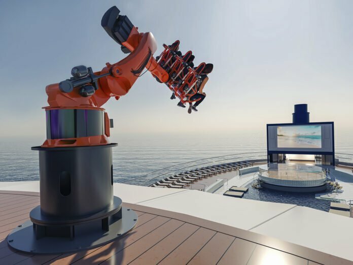 ROBOTRON, the first robotic arm ride at sea where riders customize their experience. ROBOTRON, Trò chơi cánh tay robot đầu tiên trên biển, nơi người lái có thể tùy chỉnh trải nghiệm