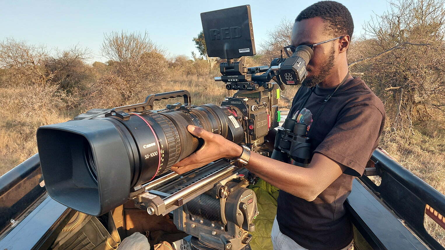 Leopard shoot intern, Maurice Oniango. 