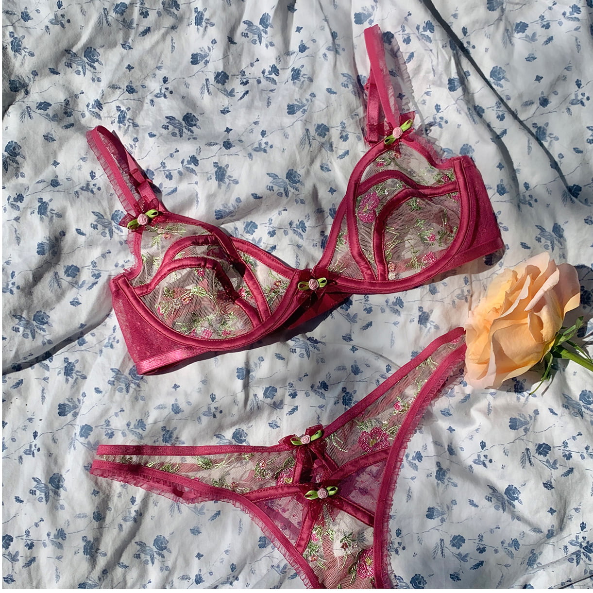 For Love and Lemons For Victoria's Secret Fall 2022 Camila underwire bra, panty