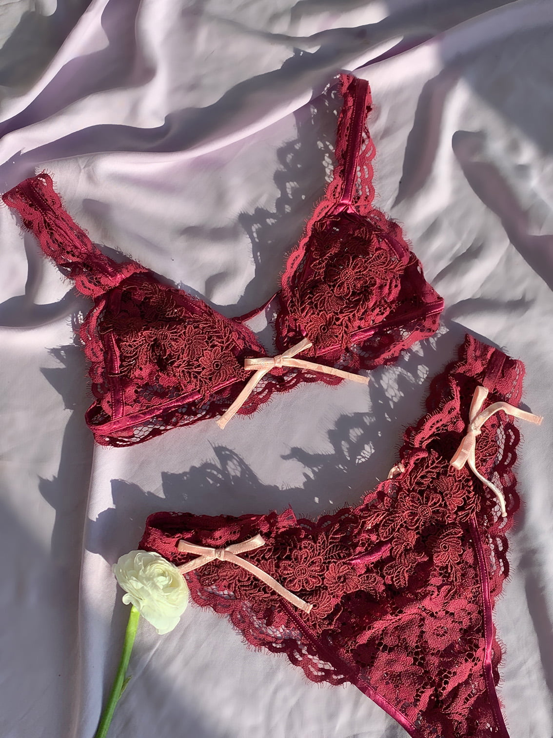 For Love and Lemons For Victoria's Secret Fall 2022 noelle lace bra, high-waist panty