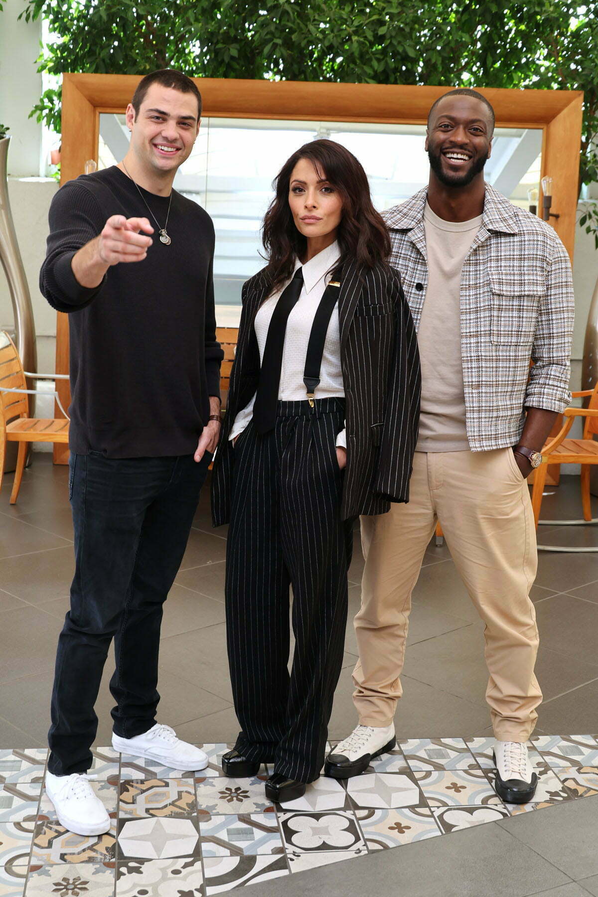 Noah Centineo, Sarah Shahi, Aldis Hodge at Black Adam Global Tour in Los Angeles