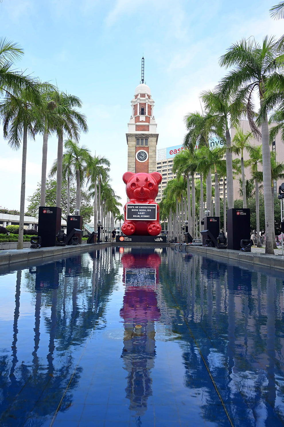 Three-story-high gummy bear sculpture in Hong Kong
