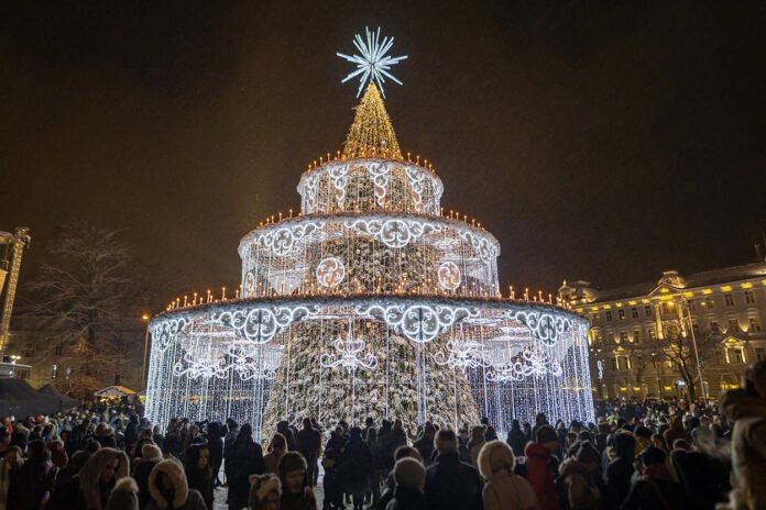 Christmas Tree in Vilnius, the capital of Lithuania